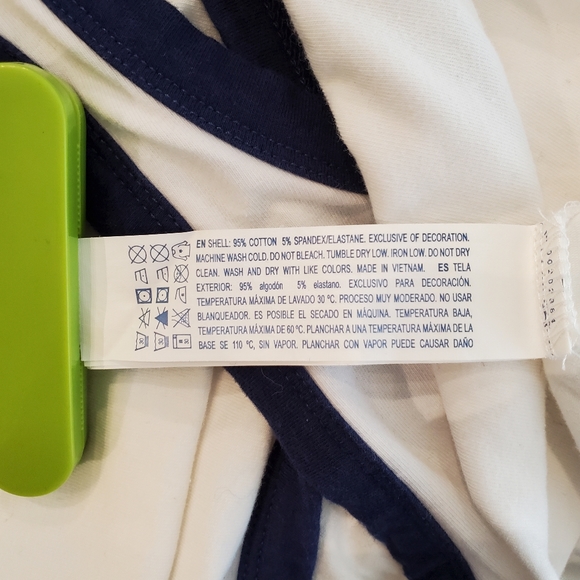 Large, Forever 21, White with Blue Trim Tank Top, Stretchy - Picture 8 of 8